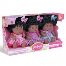 BONECA BABIES EXPRESSÕES TRIGÊMEAS BLACK